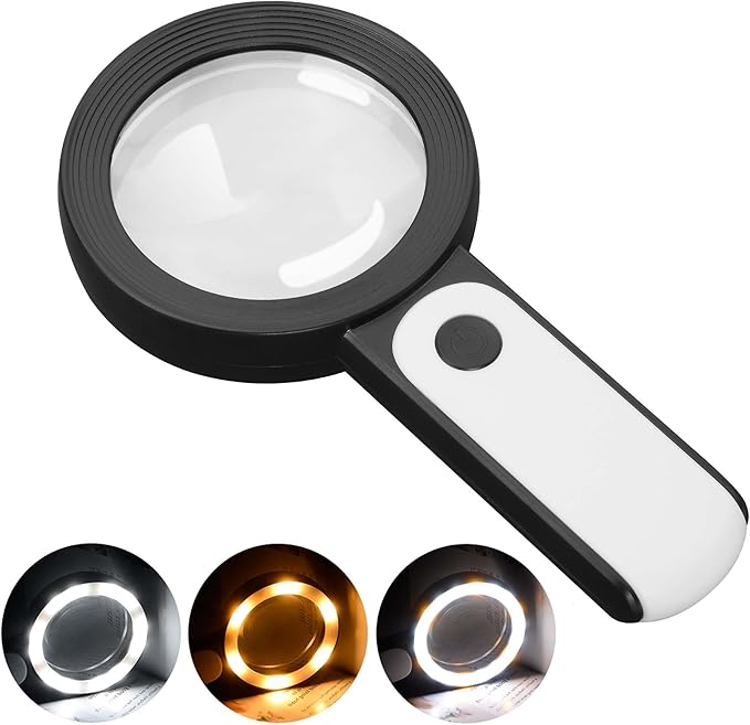 JMH Magnifying Glass with Light, Handheld Large Magnifying Glass 18LED Cold and by Unknown