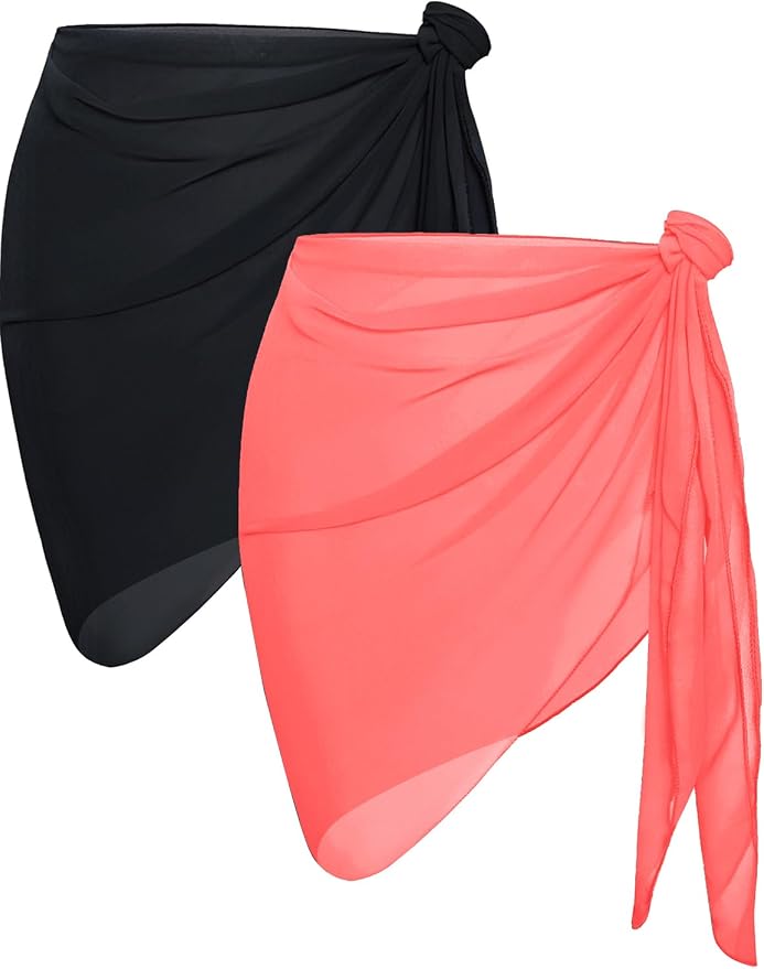CHICGAL 2 Pieces Women Beach Sarong Bathing Suit Wrap Skirt Sheer Bikini by CHICGAL