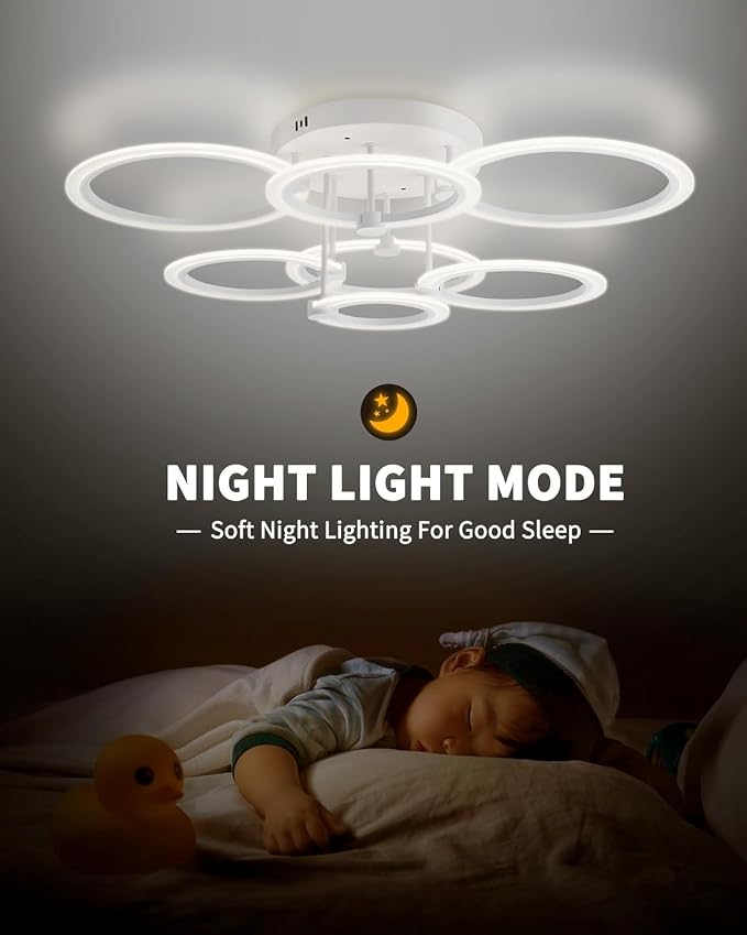 Smart LED Ceiling Light, 7-Ring Modern Flush Mount Fixture, 130W Dimmable - Image 7
