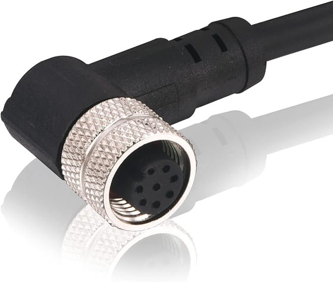 M12 Female 8 Pin Right Angle 6.5Ft/2M Connector Aviation Link Cable - Image 2
