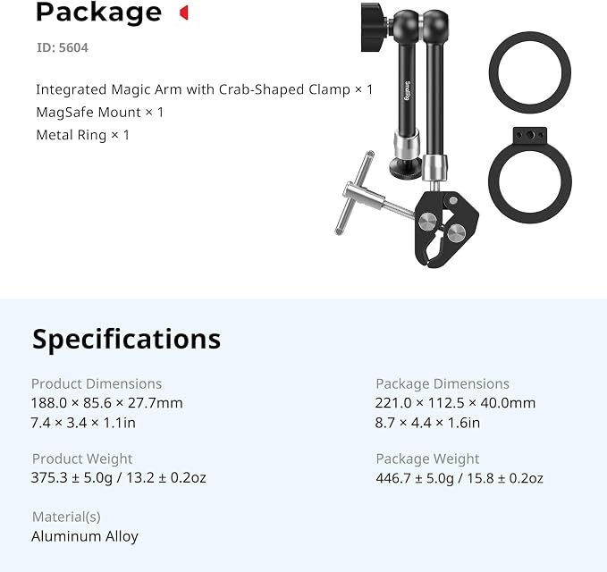 SmallRig Magic Arm Clamp w/ 1/4" Screw, Phone Mount - Image 8