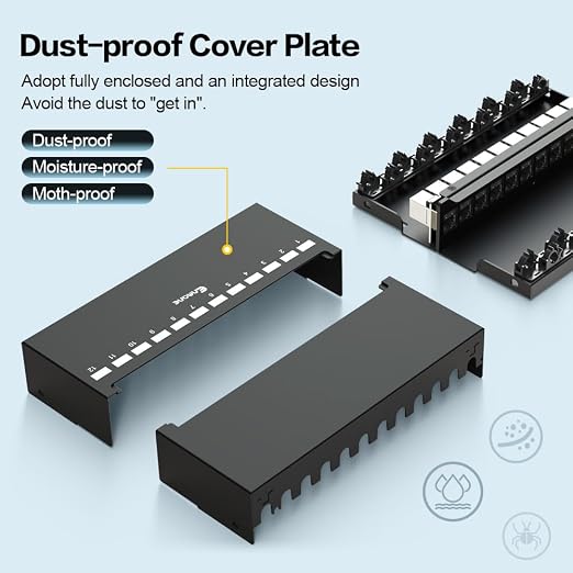 Patch Panel 12 Port Cat6a Keystone Patch Panel STP Shielded Network Patch Patch - Image 3