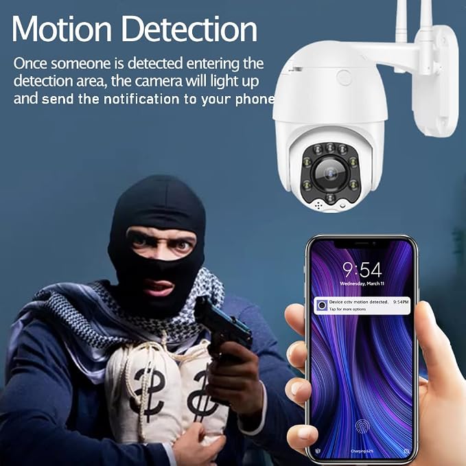 Outdoor PTZ WiFi IP Security Camera 1080P Home Surveillance Camera Pan/Tilt - Image 6