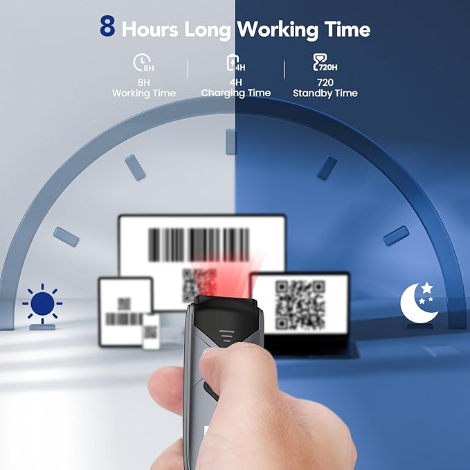 Eyoyo Bluetooth 2D&1D Barcode Scanner, Portable Wireless Mini Barcode Reader - Image 5