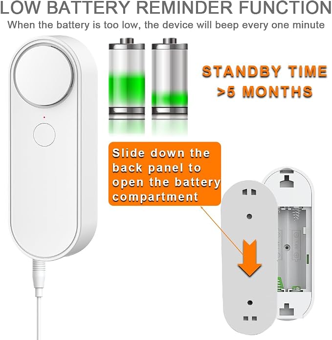 Multifunctional WiFi Water Leak Detector, 6.5ft Split Drip/Leak Detection Cable - Image 3