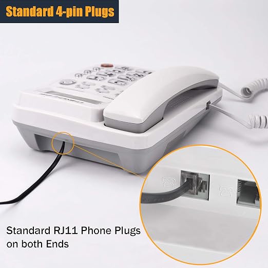 25FT Telephone Extension Cord Cable, Landline Phone Line Wire - Image 6