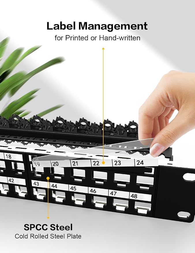 48Port Blank Keystone Patch Panel Rackmount&Wall Mount 1U 19-inch Network RJ45 - Image 6
