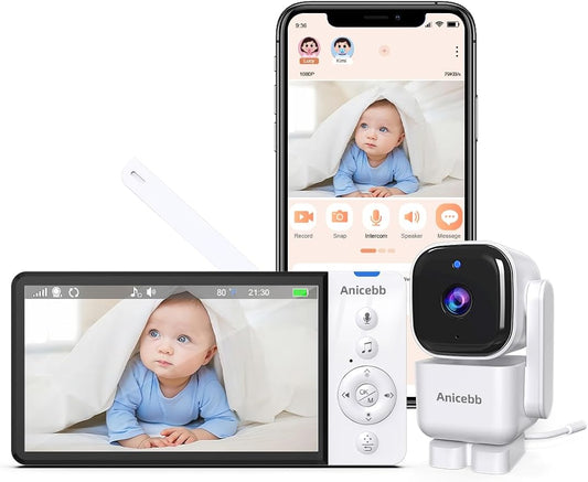 Smart Baby Monitor with App & 5" Screen, Dual Mode, Auto Motion Tracking PTZ by Unknown