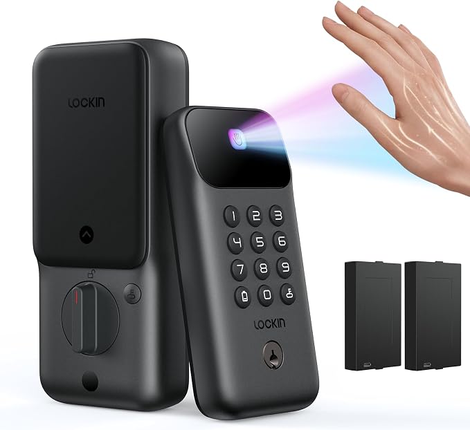 Lockin Veno Go - Smart Lock - Palm Vein Keyless Entry Door Lock - 5 Unlock by LOCKIN