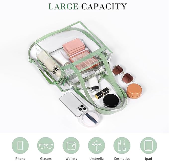 BAGAIL Clear Bags 12x6x12 Stadium Approved Clear Tote Bag - Image 5