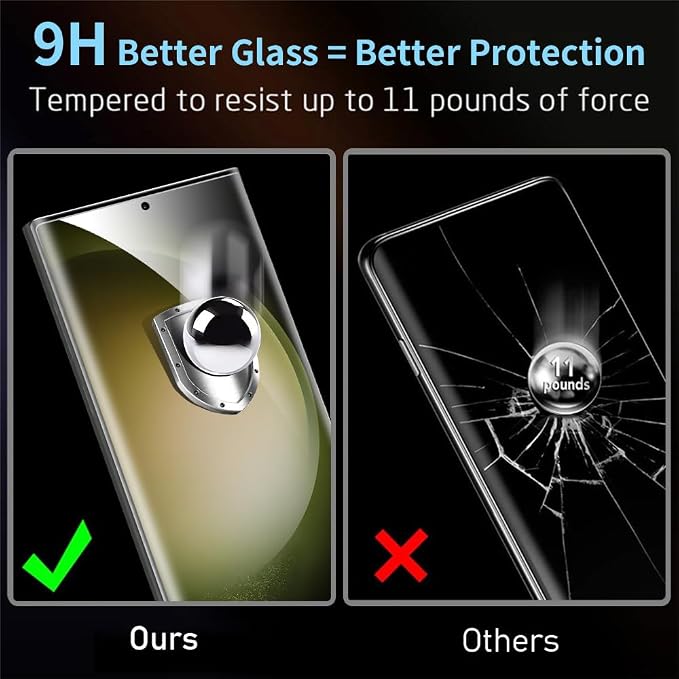 3 Pack Galaxy S23 Ultra Screen Protector, HD Clear Tempered Glass, Fingerprint - Image 3