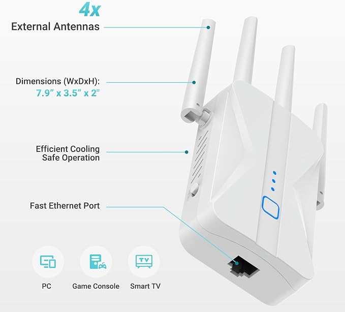 ROQRL WiFi Extender 2026 AC1200 Dual Band 5GHz/2.4GHz Signal Booster Up to 15 - Image 9