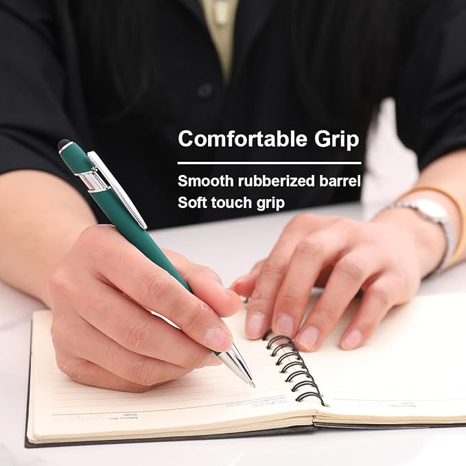 Oddmoal Ballpoint Pen with Stylus Tip, Soft Touch Click Metal Pen, 1.0mm Medium - Image 3