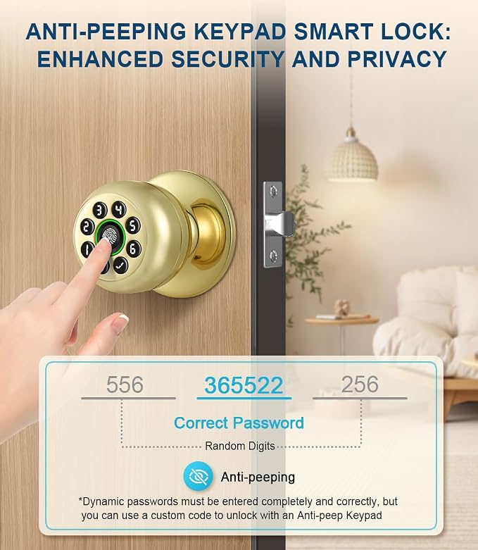 Fingerprint Door Lock, Smart Fingerprint Door Knob - Image 3