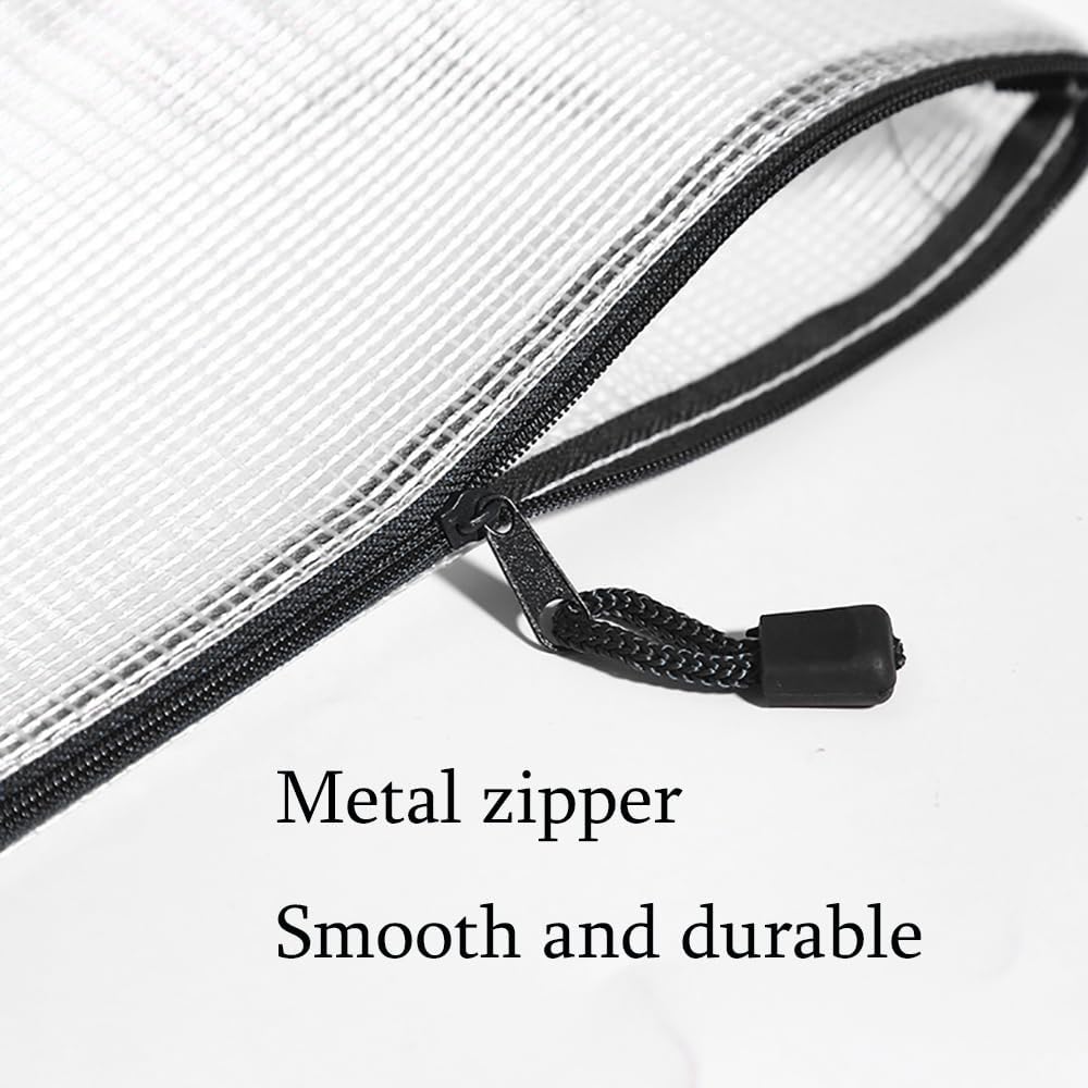 Mesh Pouch Bag,A4 Zipper Bag for Organizing Storage, Waterproof Zipper Pouch, 9" x 12"/24cm x 33cm, File Bag for School and Office Supplies (Black)