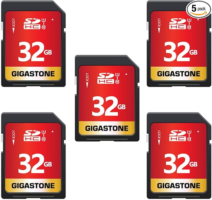 GIGASTONE 32GB SD Card 5-Pack UHS-I U1 Class 10 SDHC Memory Card High-Speed by Gigastone