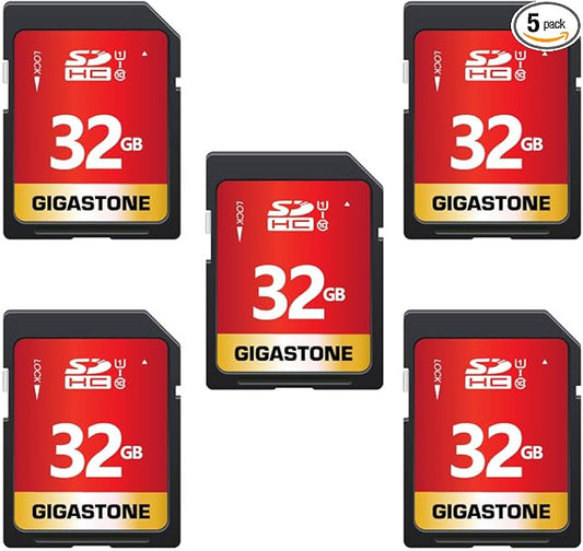 GIGASTONE 32GB SD Card 5-Pack UHS-I U1 Class 10 SDHC Memory Card High-Speed by Gigastone