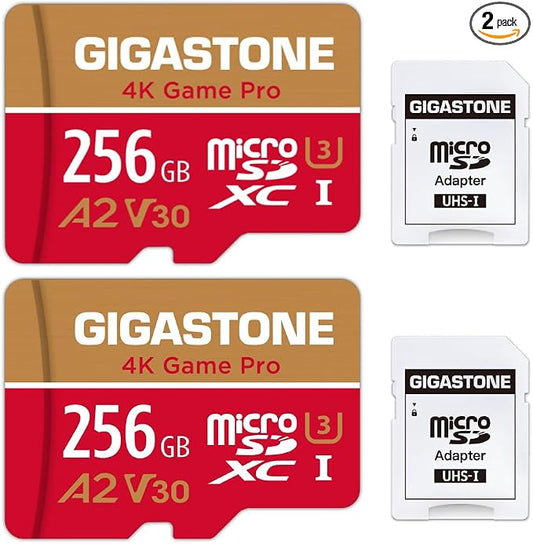 【for Switch 1 Only】 GIGASTONE 256GB Micro SD Card 2-Pack, 4K Game Pro, A2 V30 by Gigastone