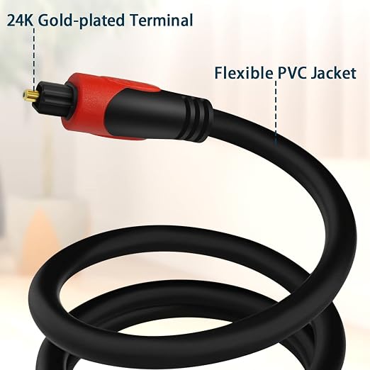 Kxable Optical Audio Cable 6.6FT/2M, Digital Audio Fiber Optic Cable Toslink - Image 2
