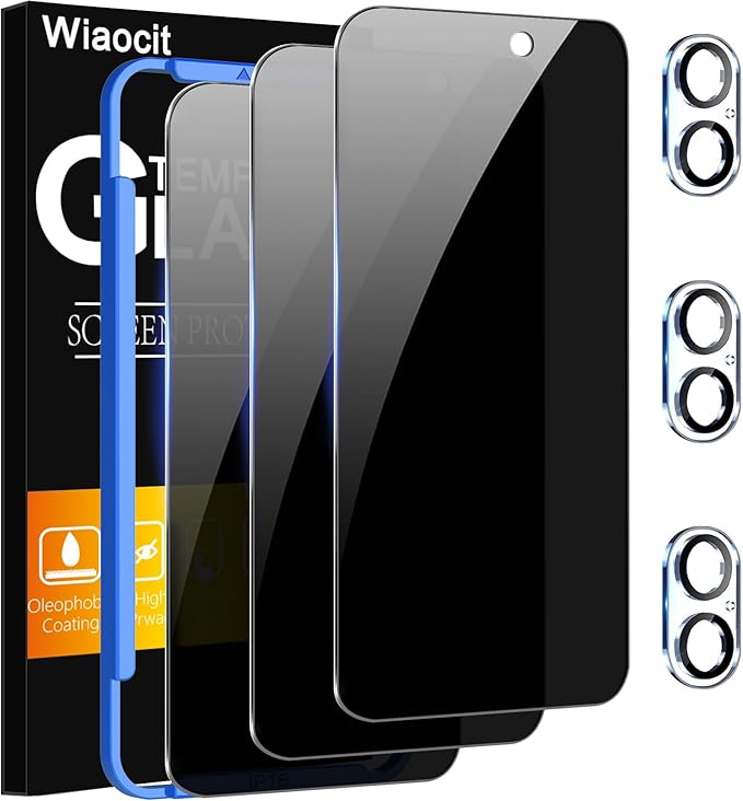Wiaocit 3 Pack Tempered Glass Privacy Screen Protector by Wiaocit