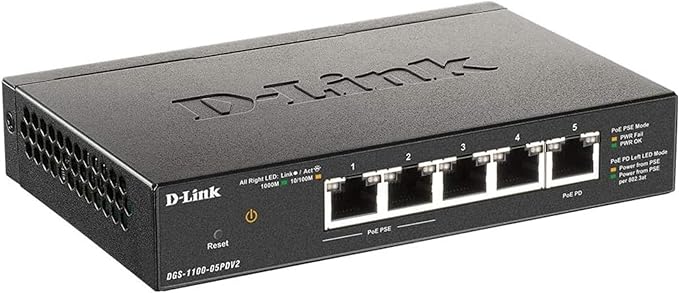 D-Link 5-Port Gibabit Smart Managed PoE Powered Switch/Extender | 2 PoE Ports| by D-Link