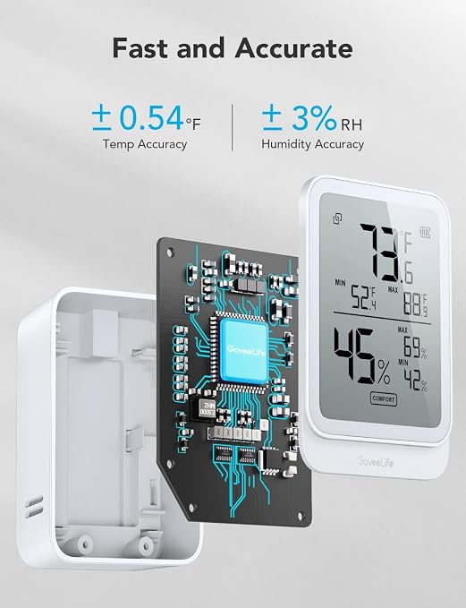 GoveeLife Hygrometer Thermometer H5104 3Pack, Remote LCD Digital Hygrometer - Image 3