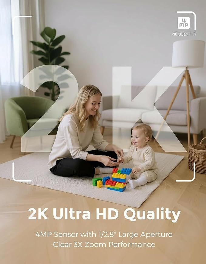 Devo Indoor Security Camera for Home, 2K 360 Pan-Tilt Pet Dog Baby Monitor - Image 2