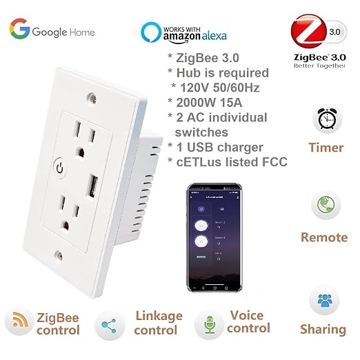 Jinvoo Zigbee Smart Wall Outlet, Requires Zigbee Hub, Compatible - Image 2