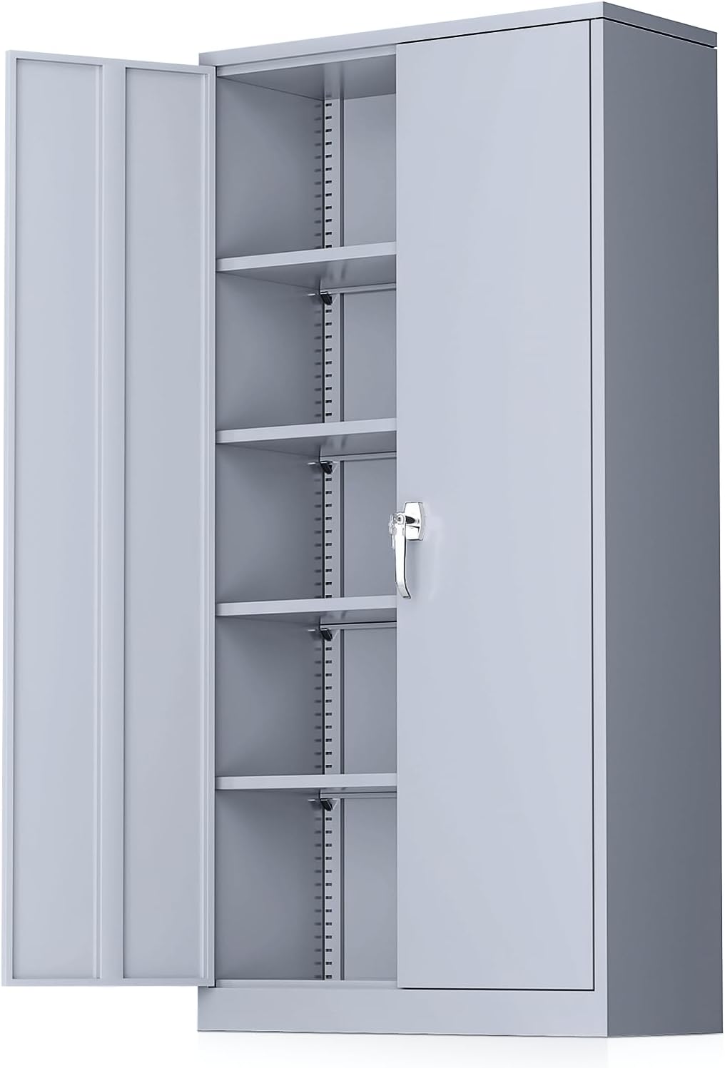 Greenvelly Metal Storage Cabinet with Doors, 72" Lockable Steel Garage Storage Cabinet with Shelves, Dark Grey 36" W x 18" D