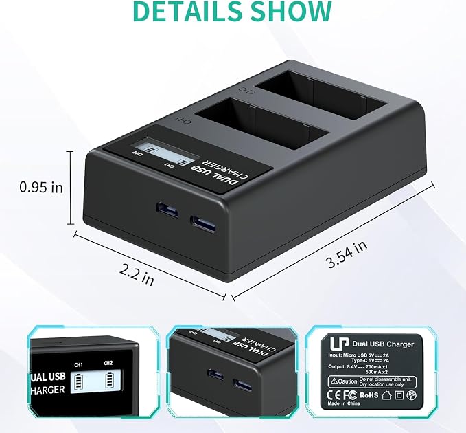 LP LP-E8 Battery Charger, LCD Display & Dual Slot Charger Compatible - Image 5