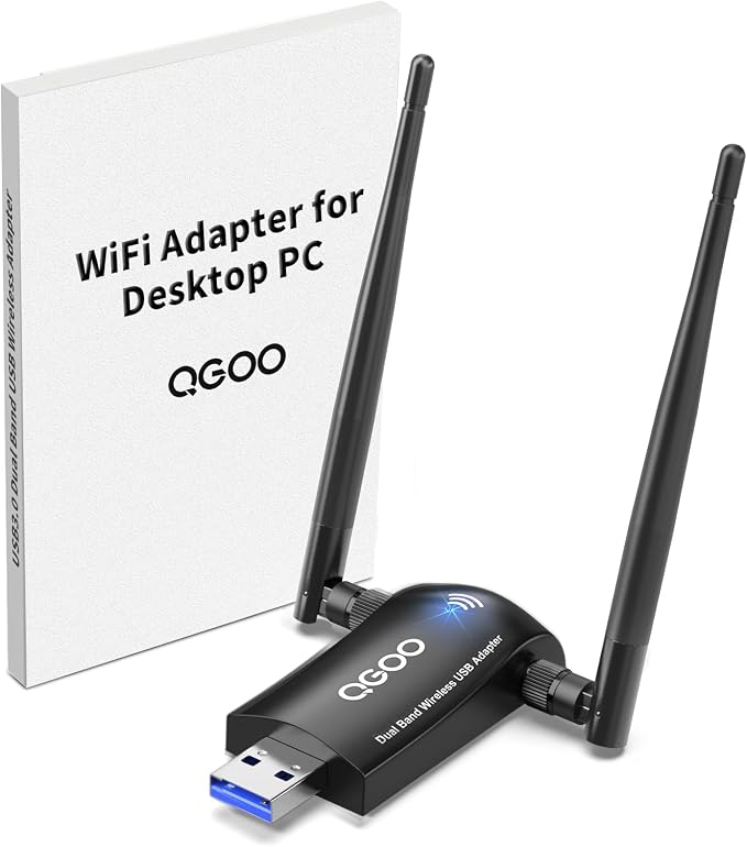 WiFi Adapter for Desktop PC, QGOO Wireless AC1300Mbps USB 3.0 Network Dongle by QGOO