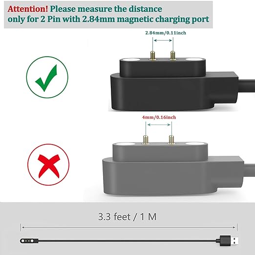 Vancle 2 Pack VeryFit Smartwatch Charger Cable, Magnetic USB Charging Cable - Image 5