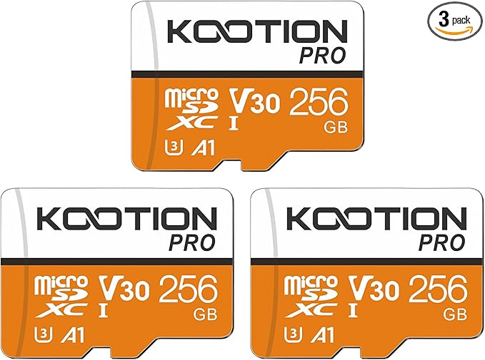 KOOTION 256GB Micro SD Card 3Pack, TF Card Micro SDXC Memory Card V30 A1 App by KOOTION