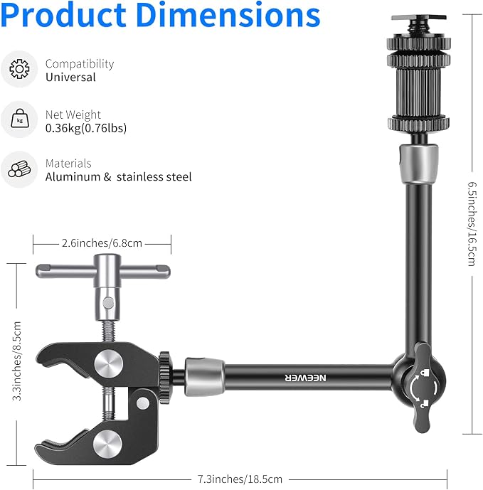 NEEWER 5.9"/15cm Adjustable Friction Magic Arm - Image 8