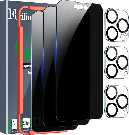 Ferilinso 3 Pack for Apple iPhone 14 Pro Max Privacy Screen Protector Tempered by Ferilinso