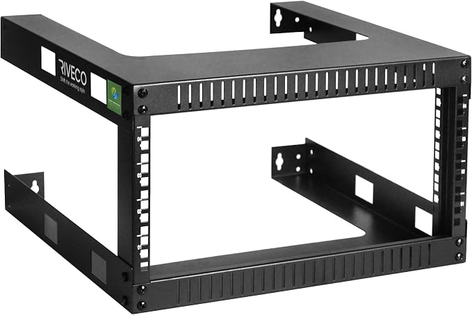 RIVECO 4U 19" Wall Mount Network Rack – 17.7" Deep 2 Post Open Frame Cabinet by RIVECO