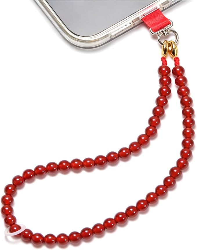 Agate Beaded Phone Wrist Strap for Women Men Stone Beads Charm Handmade by Aluckiss
