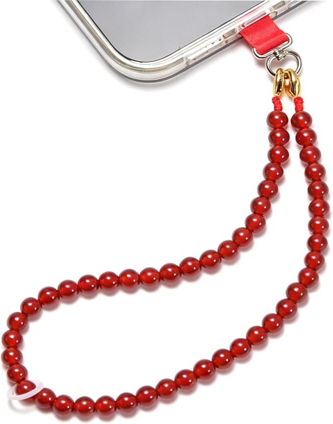 Agate Beaded Phone Wrist Strap for Women Men Stone Beads Charm Handmade by Aluckiss