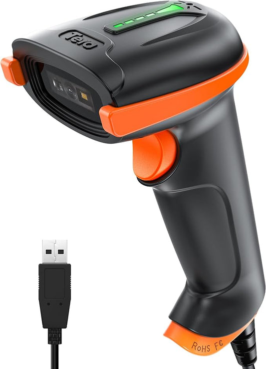 Tera Upgraded USB 1D 2D QR Barcode Scanner Wired, Officially Certified by Tera
