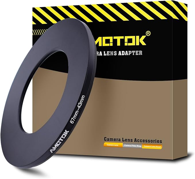 67mm Lens to 43mm Camera Lens Adapter, 67mm to 43mm Filter Step-Down Ring by AMOTOK