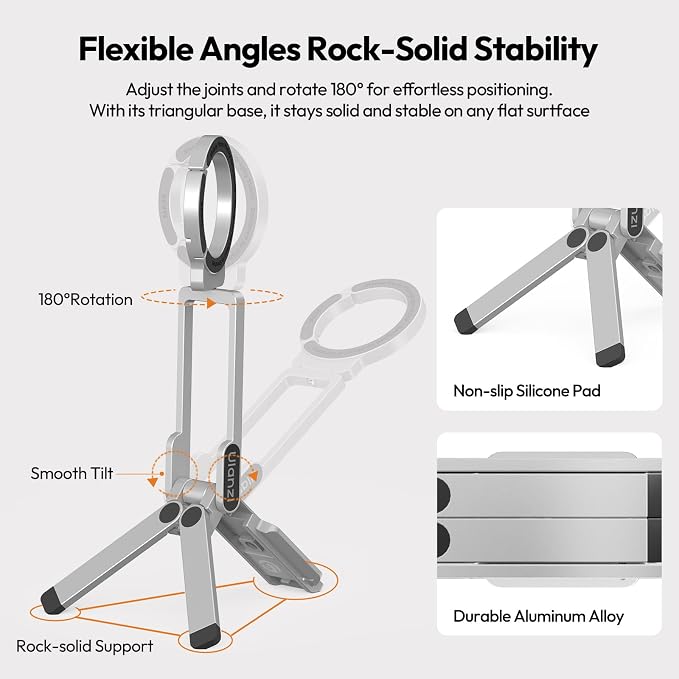 ULANZI Magnetic Phone Tripod for iPhone, MA38 Portable Phone Holder Mini Tripod - Image 6