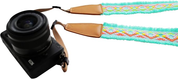 Original Design Personalized Adjustable Camera Strap Mint Green Tassel - Image 3
