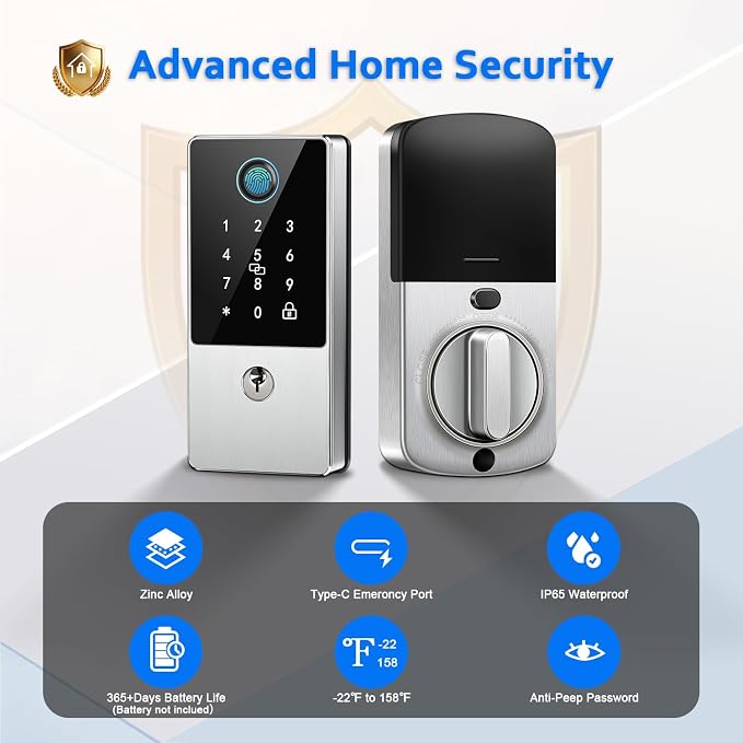 Smart Door Lock Deadbolt, Keyless Entry Door Lock - Image 5