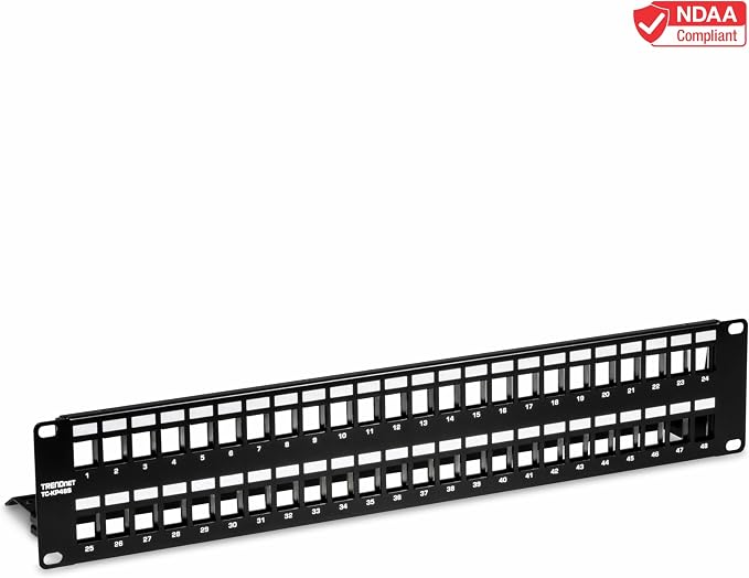 TRENDnet 48-Port Blank Keystone Shielded 2U HD Patch Panel, 2U 19” Metal - Image 3