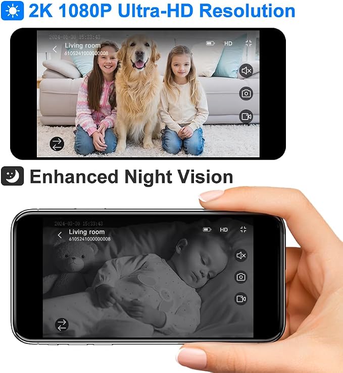 Video Calling Handheld Security Camera Indoor, Nanny Camera Baby Camera Pet - Image 7