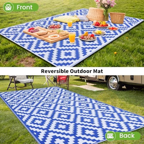 Smiry Outdoor Rug 10x14 ft Waterproof Reversible Boho Mat - Image 6