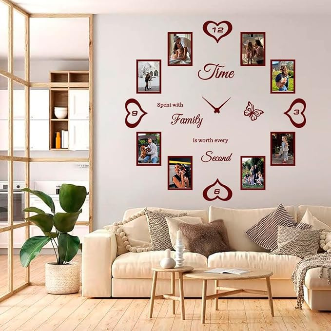 DIY Family Photo Frame Wall Clock Decal by Datesno