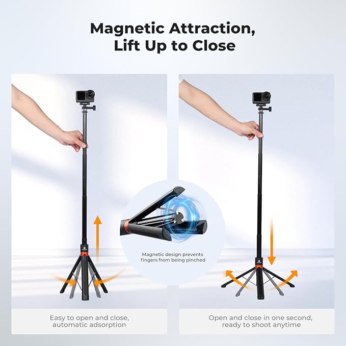 K&F CONCEPT 142cm/55.9" Telescopic Selfie Stick Tripod - Image 4