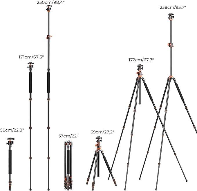K&F CONCEPT 94 Inch Camera Tripods 4 Section Ultra High Aluminum Professional - Image 6