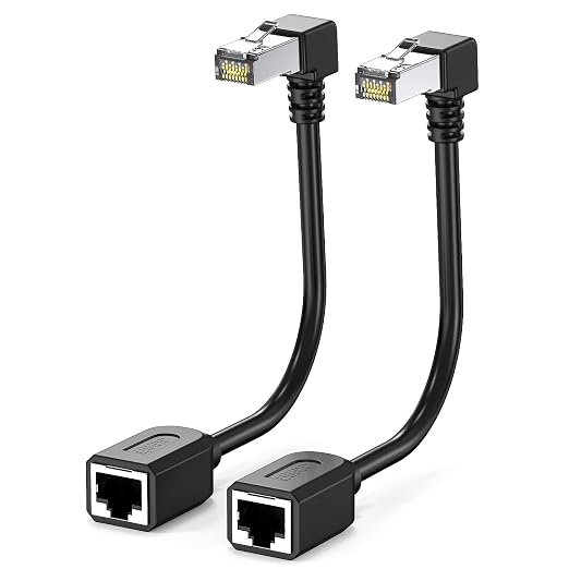 2Pack Cat6 Extension Cable 90 Degree 10cm-4inch, CAT 6 Ethernet Extender Right by JUXINICE